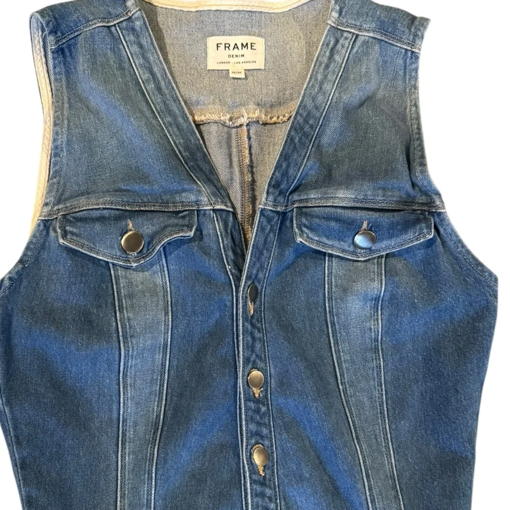 Frame Denim Blue Jeans Women's Le Slender Jumpsuit Overalls Size Medium 27 - Picture 7 of 12
